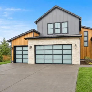 Black Frame Frosted Glass Sectional Garage Door