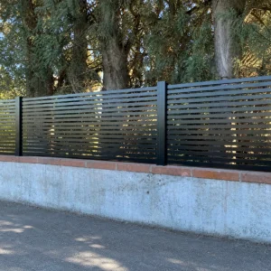 Black Matte Horizontal Louver Wall-Top Fence for Existing Low Walls