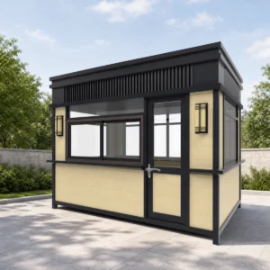 Chinese-Style Antique Security Guard Booth with Steel Structure and Beige Panels