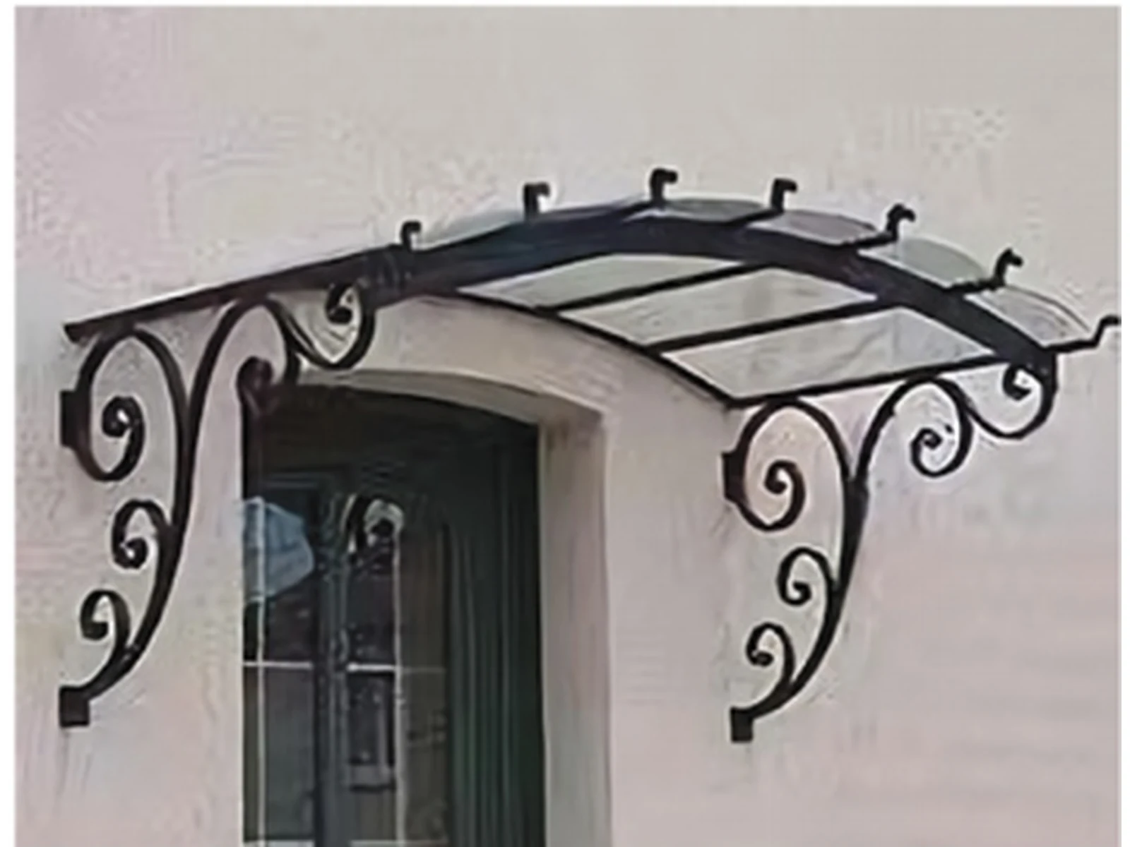 European Simple Wrought Iron Glass Awning with Black Villa Design-1 European Simple Wrought Iron Glass Awning with Black Villa Design