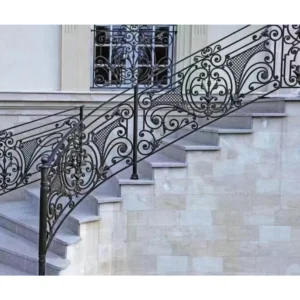 French Palace Style Wrought Iron Curved Stair Railing for Outdoor Villa