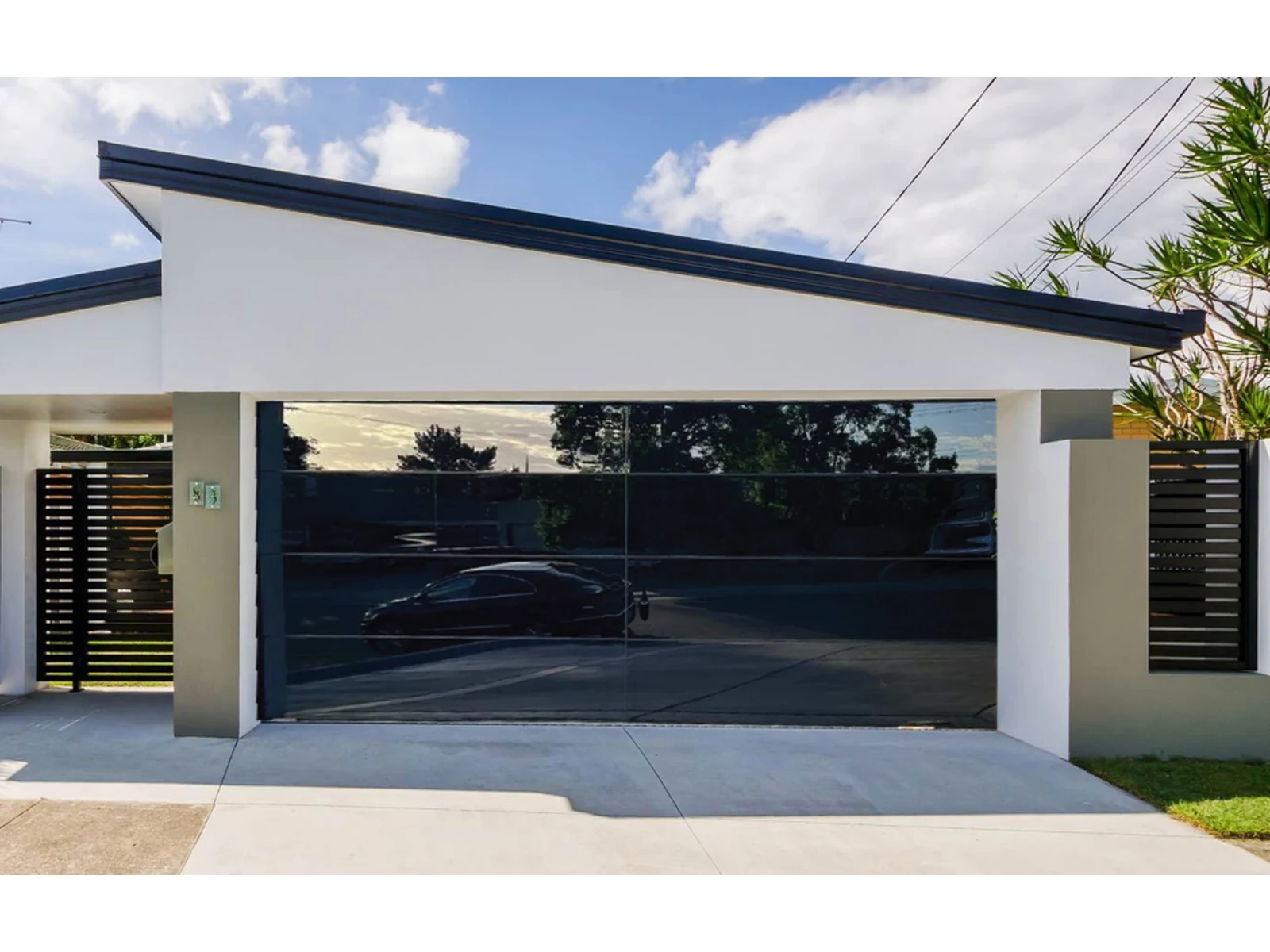 Full Black Mirror Glass Garage Door-1 Full Black Mirror Glass Garage Door