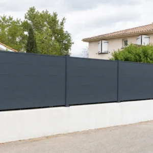 Matte Dark Gray Full Privacy Horizontal Fence with Smooth Panels
