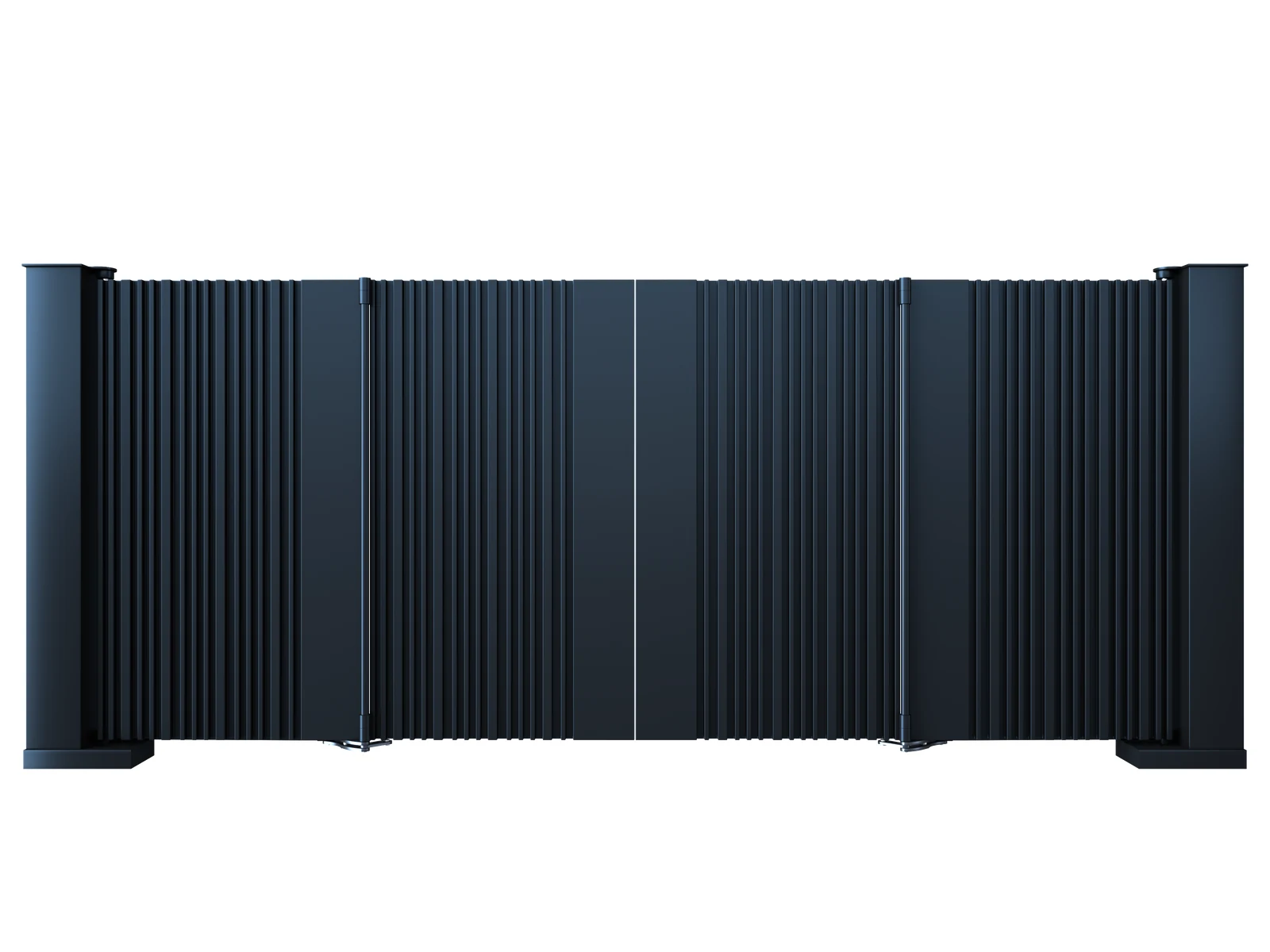 Modern Black Vertical Slat Aluminum Cantilever Sliding Gate with Dual Pillars-1 Modern Black Vertical Slat Aluminum Cantilever Sliding Gate with Dual Pillars