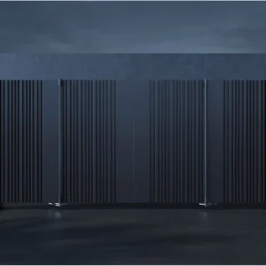 Modern Black Vertical Slat Aluminum Cantilever Sliding Gate with Dual Pillars