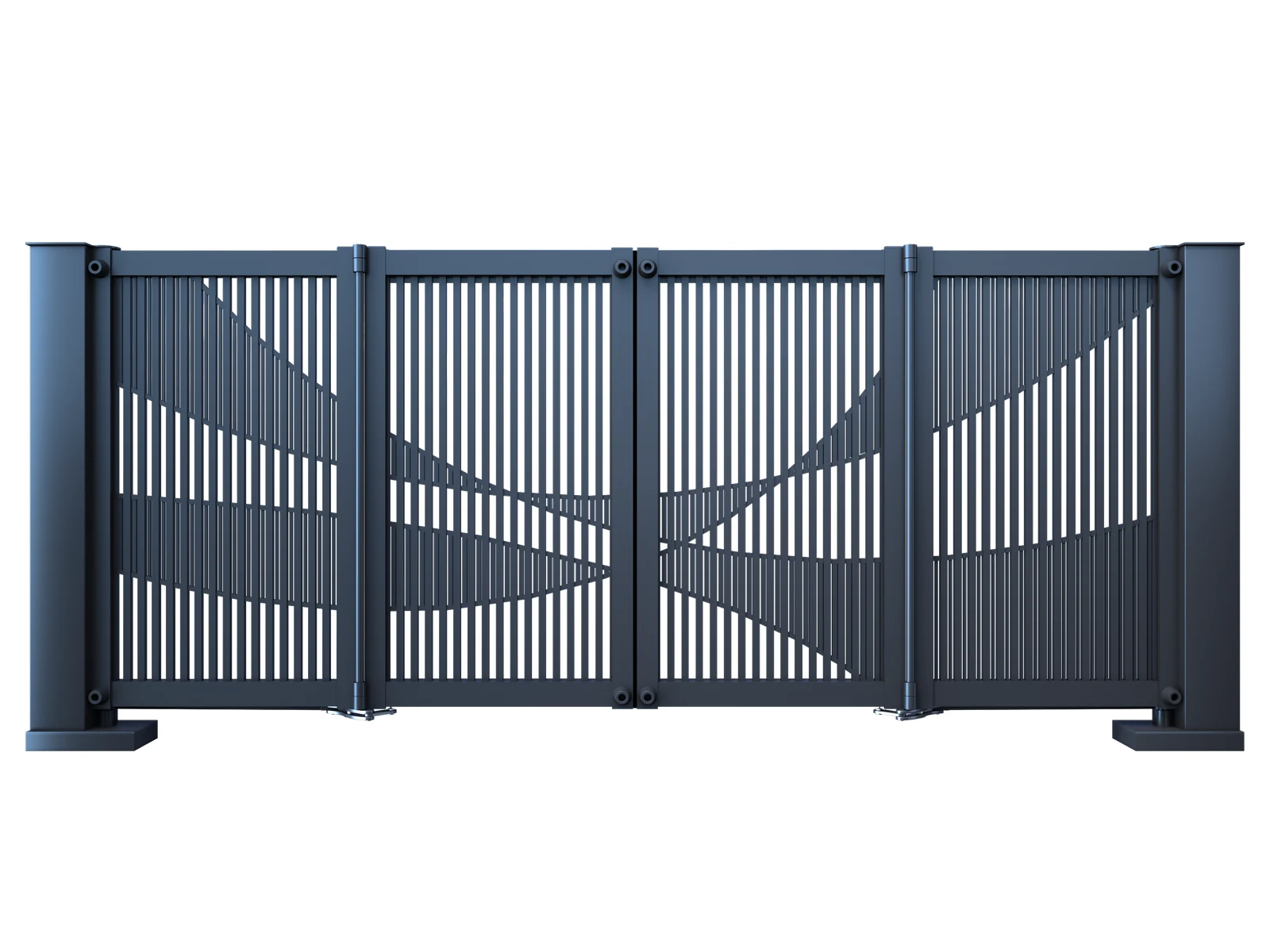 Modern Blue Wave Pattern Aluminum Cantilever Sliding Gate with Dual Pillars-1 Modern Blue Wave Pattern Aluminum Cantilever Sliding Gate with Dual Pillars