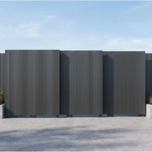 Modern Charcoal Black Vertical Slat Aluminum Folding Sliding Gate