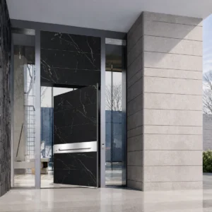 Modern Luxury Dark Stone Textured Single Swing Entry Door