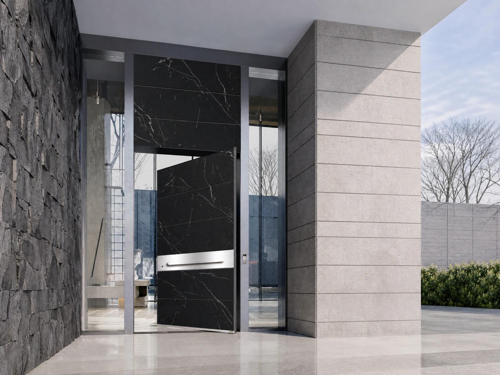 Modern Luxury Dark Stone Textured Single Swing Entry Door Modern Luxury Dark Stone Textured Single Swing Entry Door