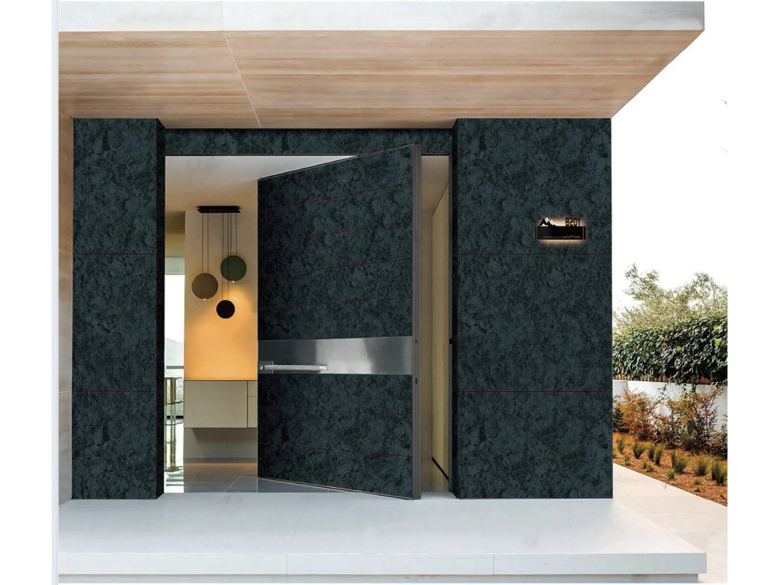 Modern Luxury Entry Door Dark Stone Textured Front Door-1 Modern Luxury Entry Door Dark Stone Textured Front Door