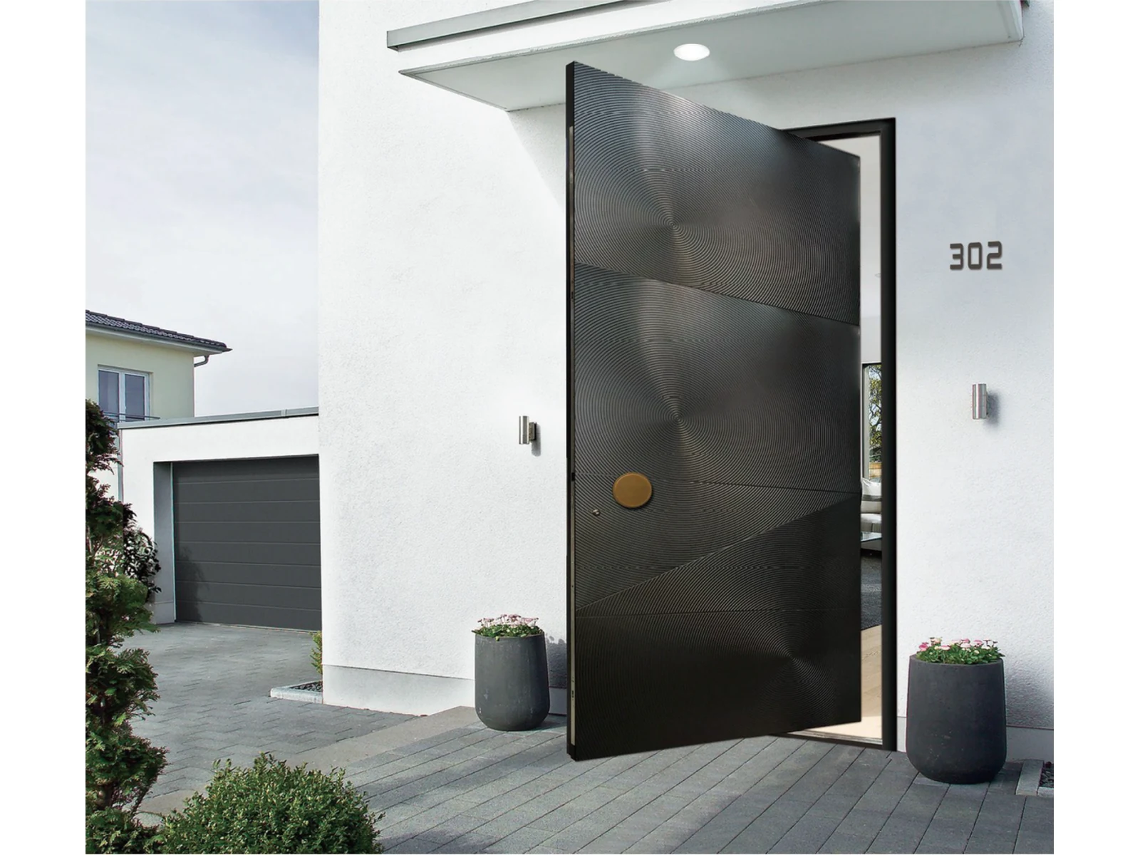 Modern Minimalist Black Geometric Textured Single Swing Entry Door-1 Modern Minimalist Black Geometric Textured Single Swing Entry Door