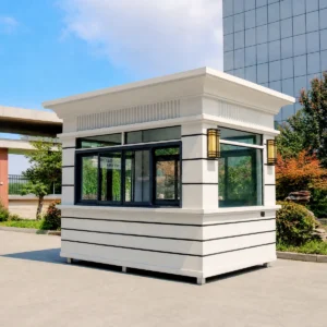 Modern Minimalist Security Guard Booth with White Steel Structure