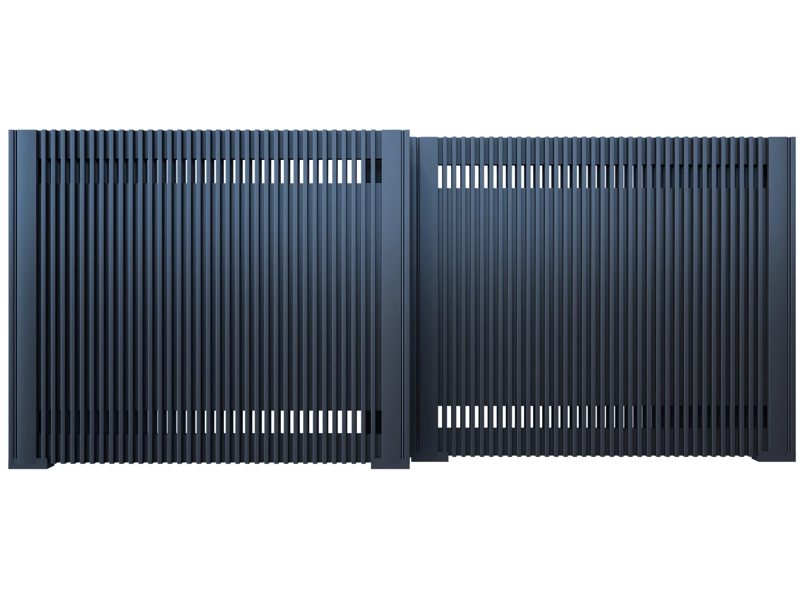 Modern Navy Blue Vertical Grille Bi-Parting Folding Sliding Gate-1 Modern Navy Blue Vertical Grille Bi-Parting Folding Sliding Gate