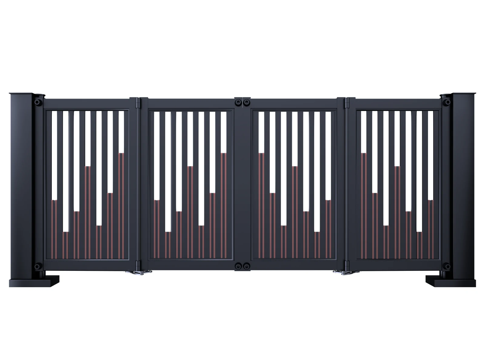Modern Two-Tone Vertical Slat Aluminum Cantilever Sliding Gate with Dual Pillars-1 Modern Two-Tone Vertical Slat Aluminum Cantilever Sliding Gate with Dual Pillars