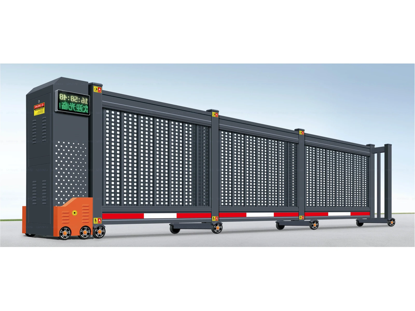 Sectional Telescopic Industrial Gate with Mesh Grille Panels-1 Sectional Telescopic Industrial Gate with Mesh Grille Panels