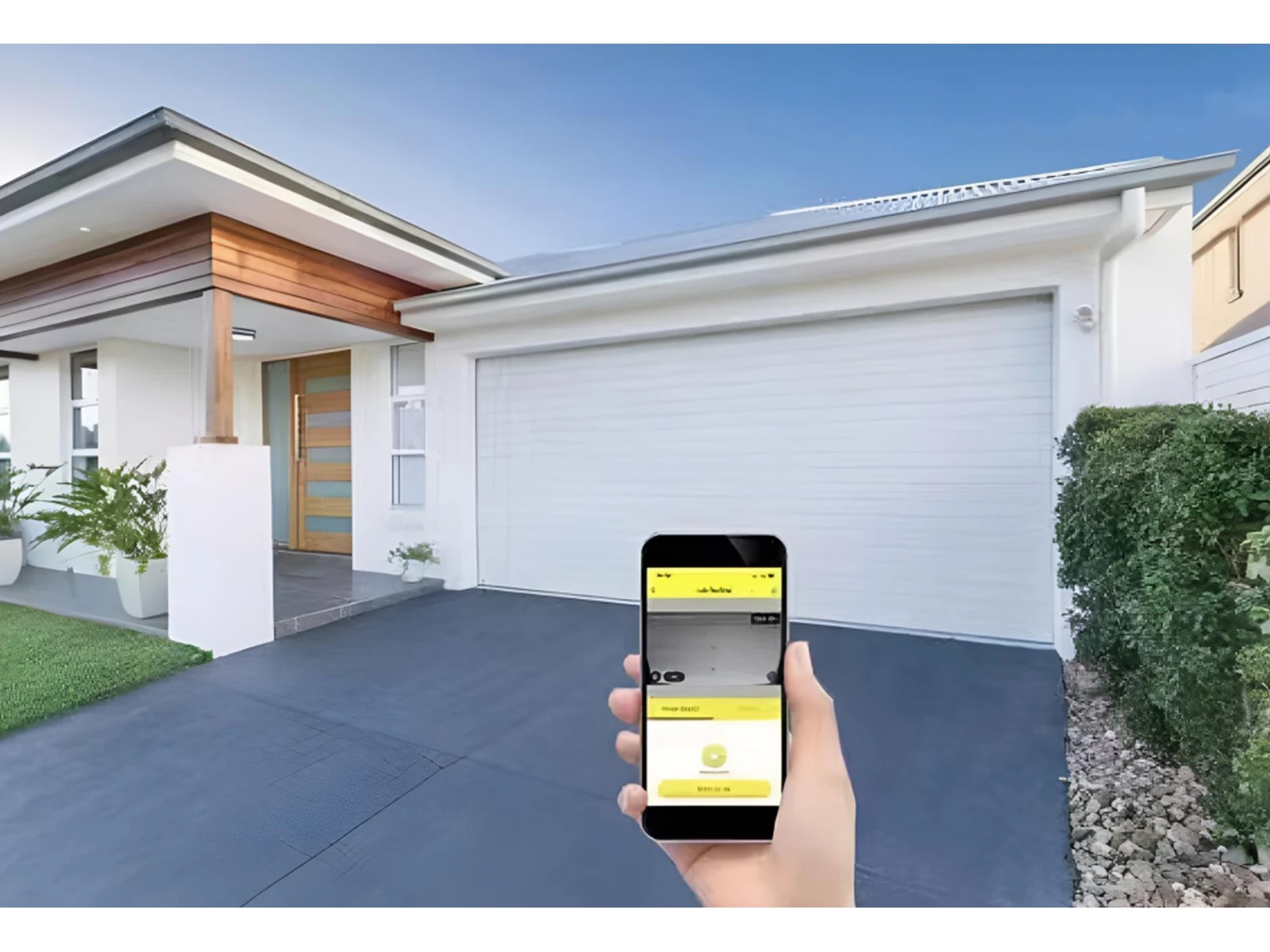 Smart White Sectional Garage Door with Mobile App Control-1 Smart White Sectional Garage Door with Mobile App Control