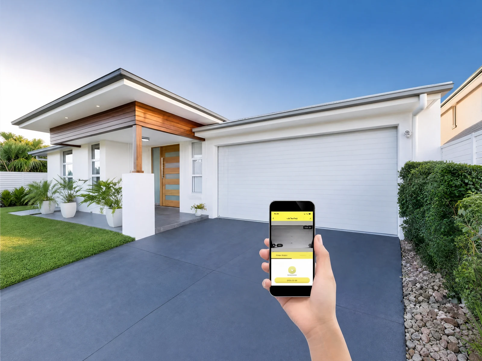 Smart White Sectional Garage Door with Mobile App Control Smart White Sectional Garage Door with Mobile App Control