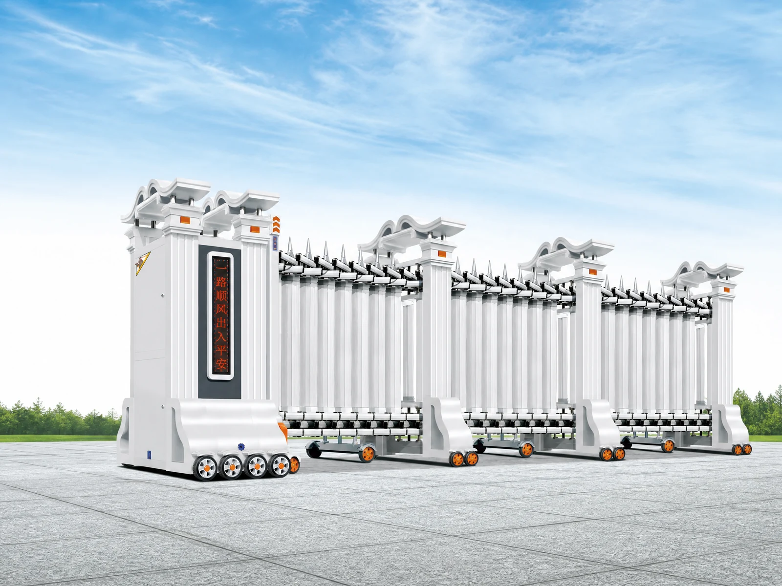 White Luxury Telescopic Industrial Gate White Luxury Telescopic Industrial Gate